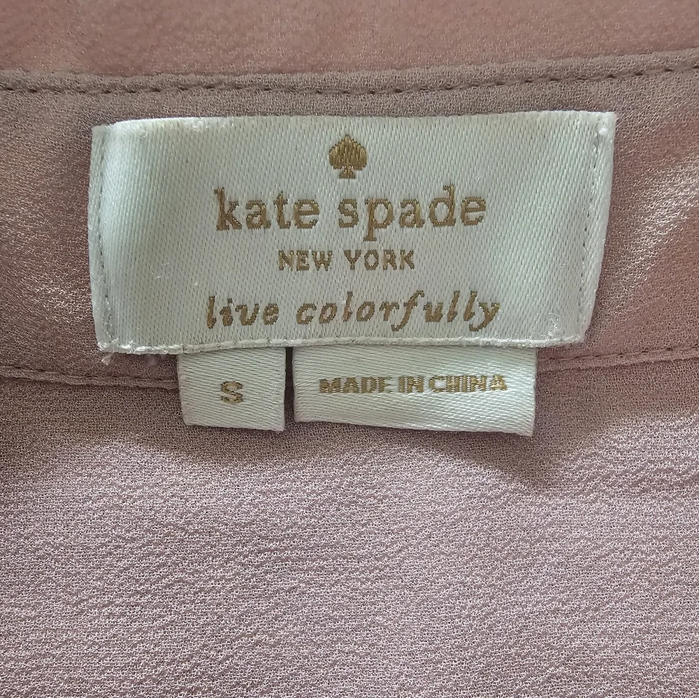KATE SPADE Sheer Long Sleeve Blouse  Color Blush. EUC sz S